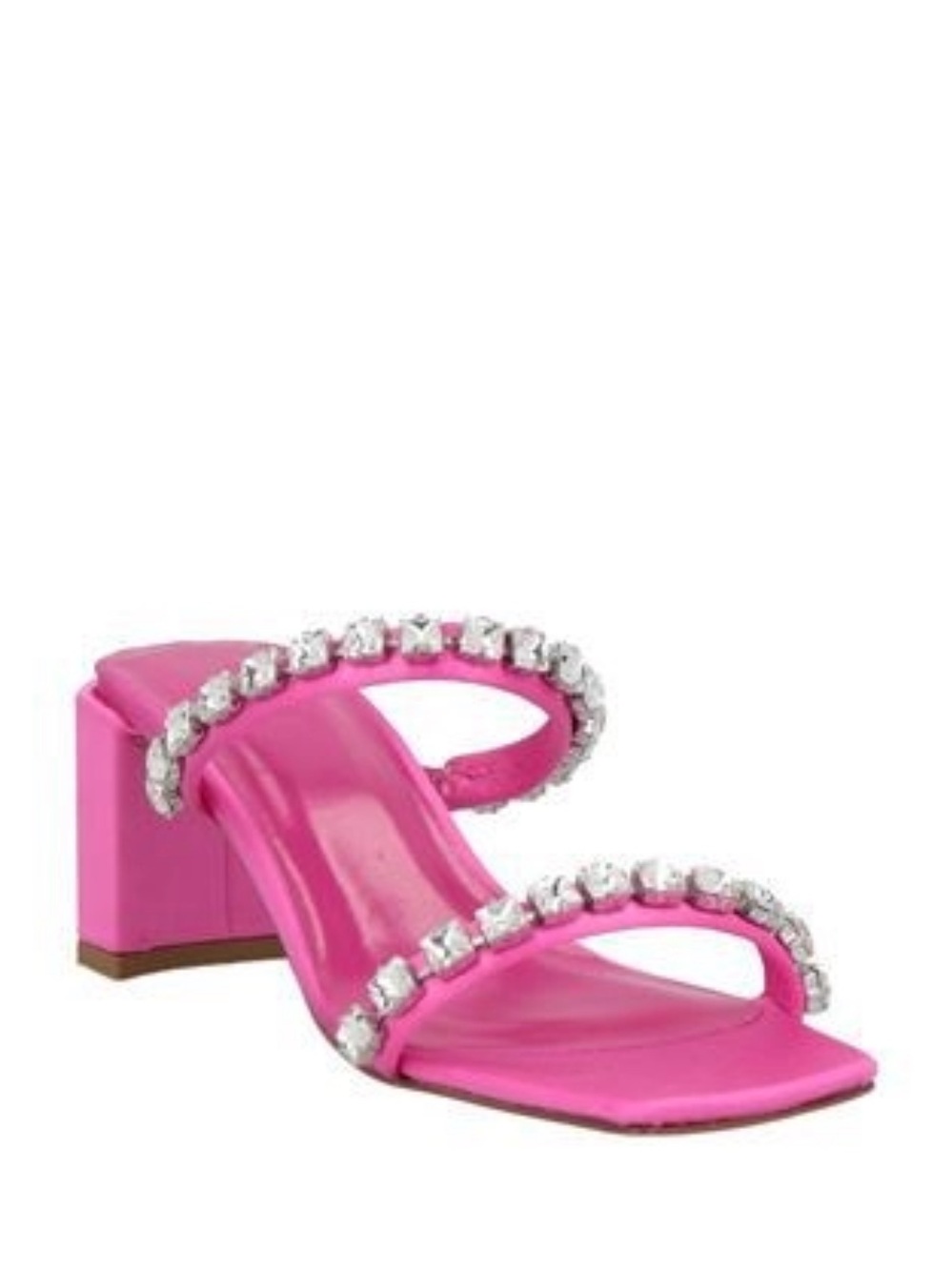 BY FAR Hot Pink Jeweled Double-Strap Block Heels